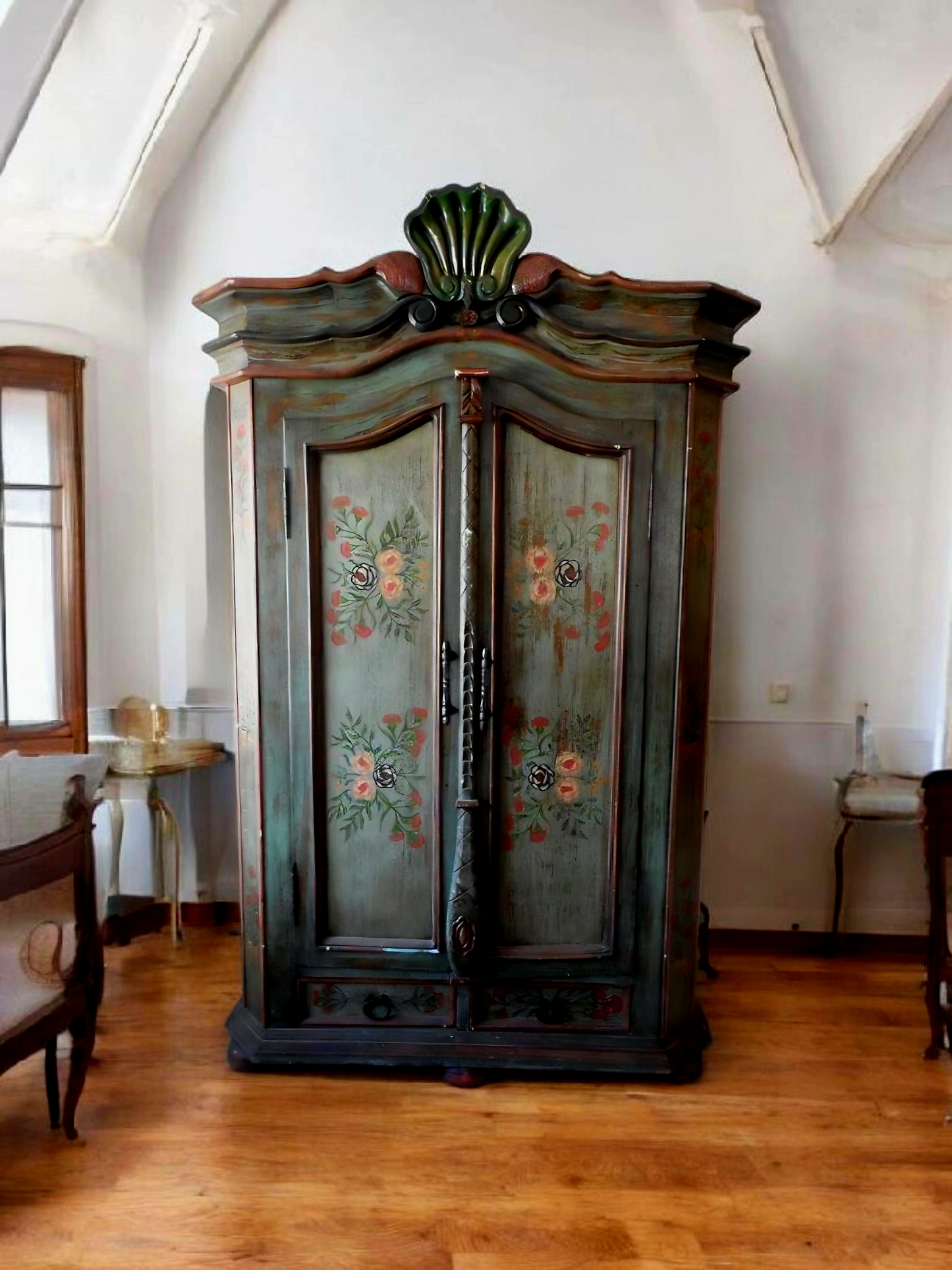 🌸 Polychrome Two-Door Wardrobe – Circa 1898, 127 Years of History 🎨