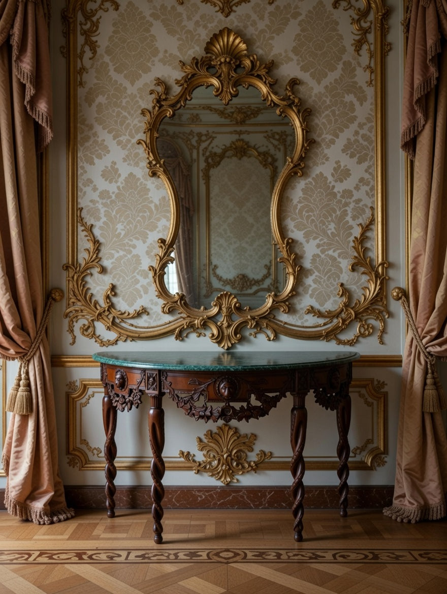 🏛️ Credenza Antigua de 1920 Tallada a Mano con Marmol Verde 🌿🦁🪨