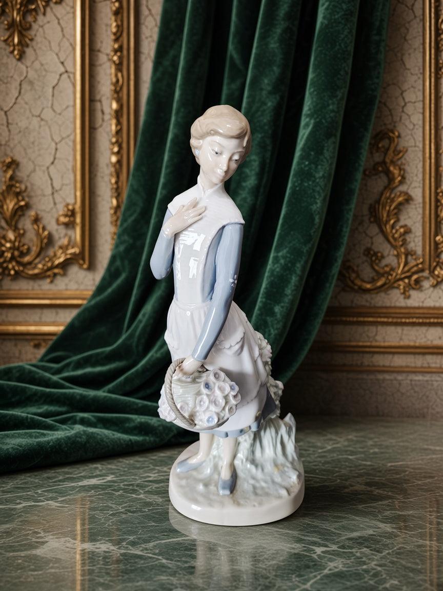 Nao by Lladró sculpture "Young Girl with Flower Basket" ✨🏛️