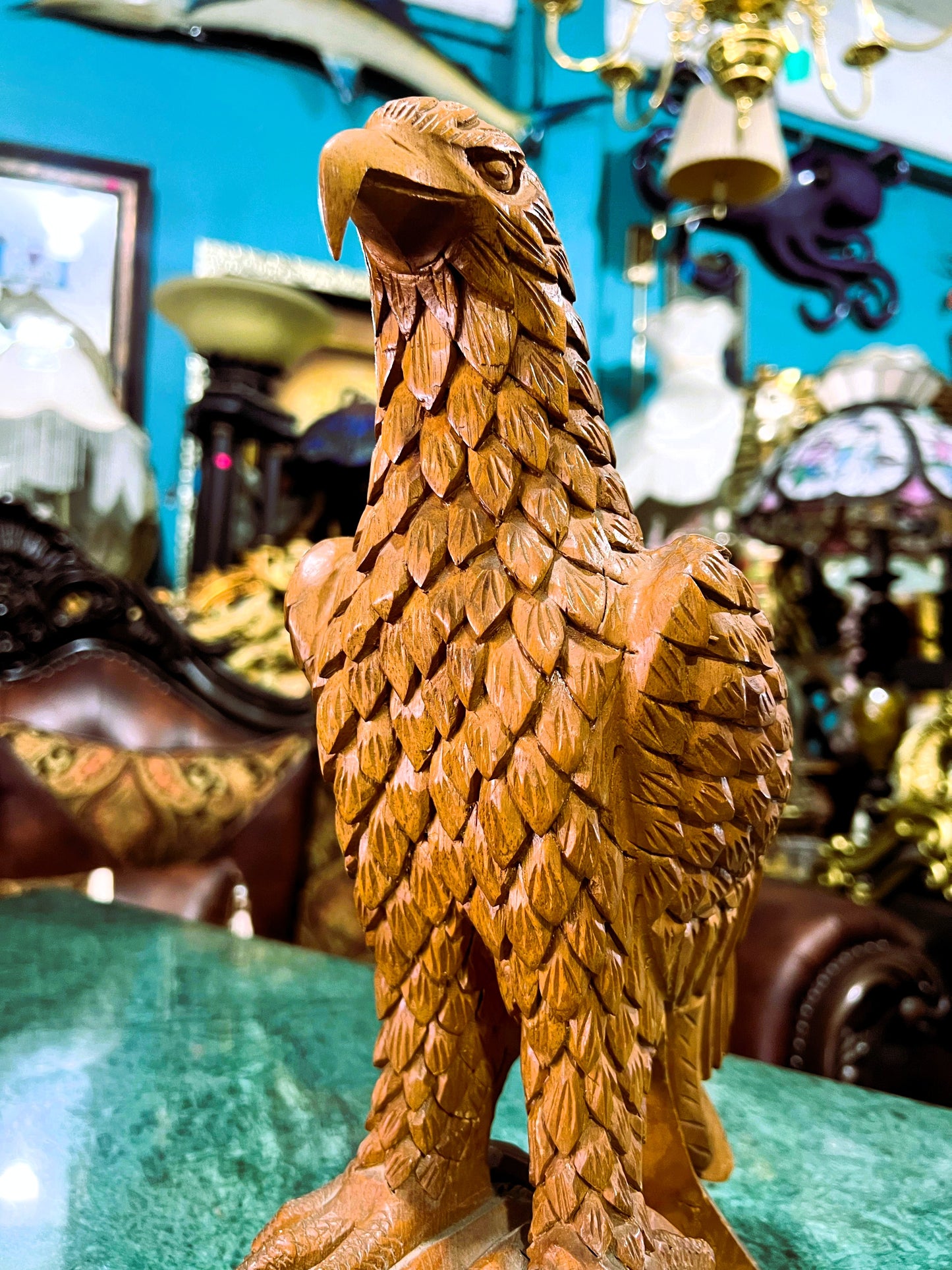 🦅 Bronze Sculpture of an Eagle in Flight with a Globe for Sale 🦅