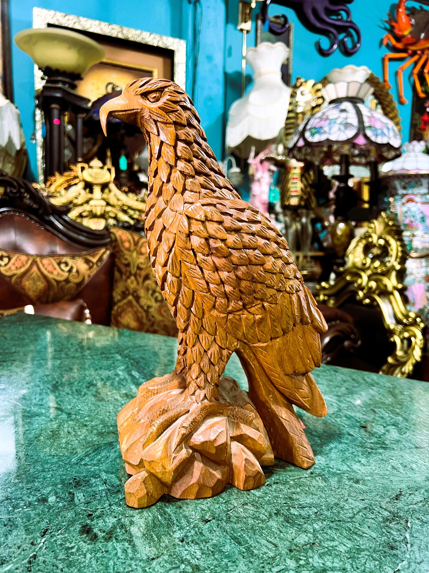 🦅 Bronze Sculpture of an Eagle in Flight with a Globe for Sale 🦅