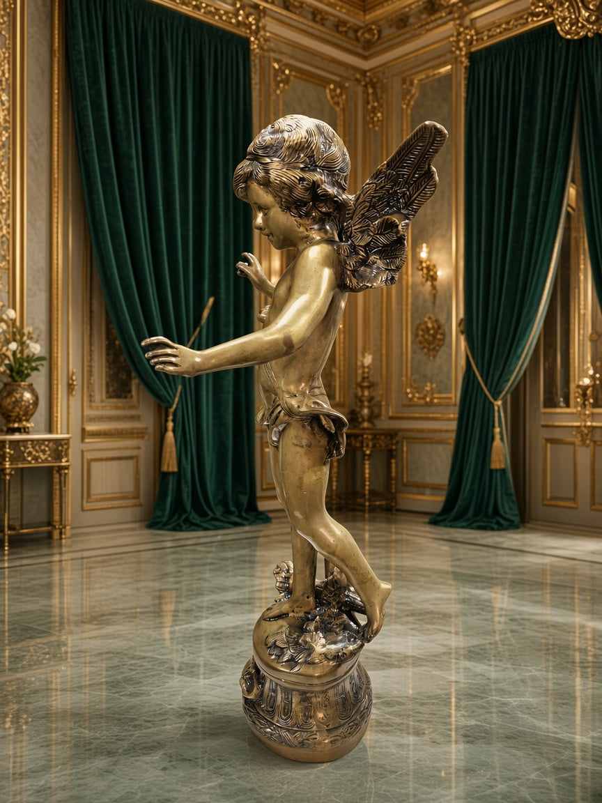 Escultura de Cupido en Bronce "ALERTE" | Estilo Neoclasico Europeo🕊️🌿