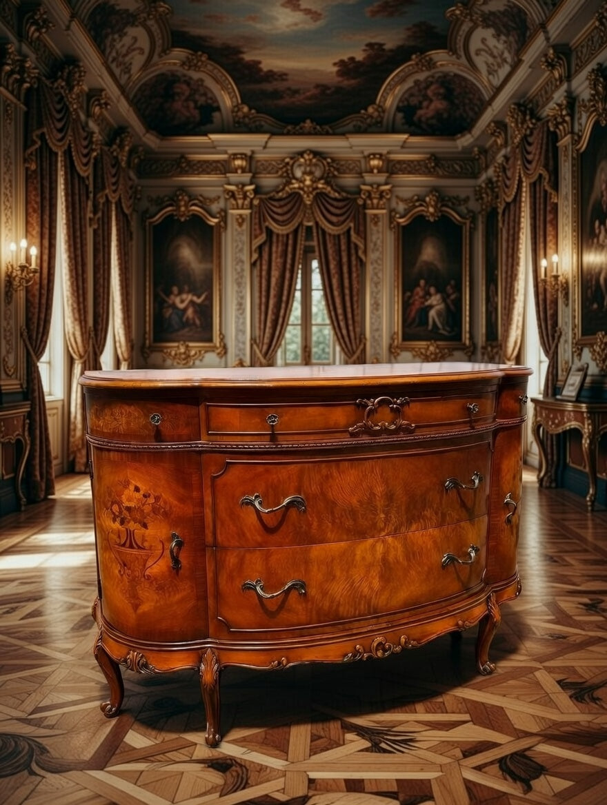 🌟 Finely Detailed Antique Flamingo Wood Buffet Cabinet / Dresser 🌟