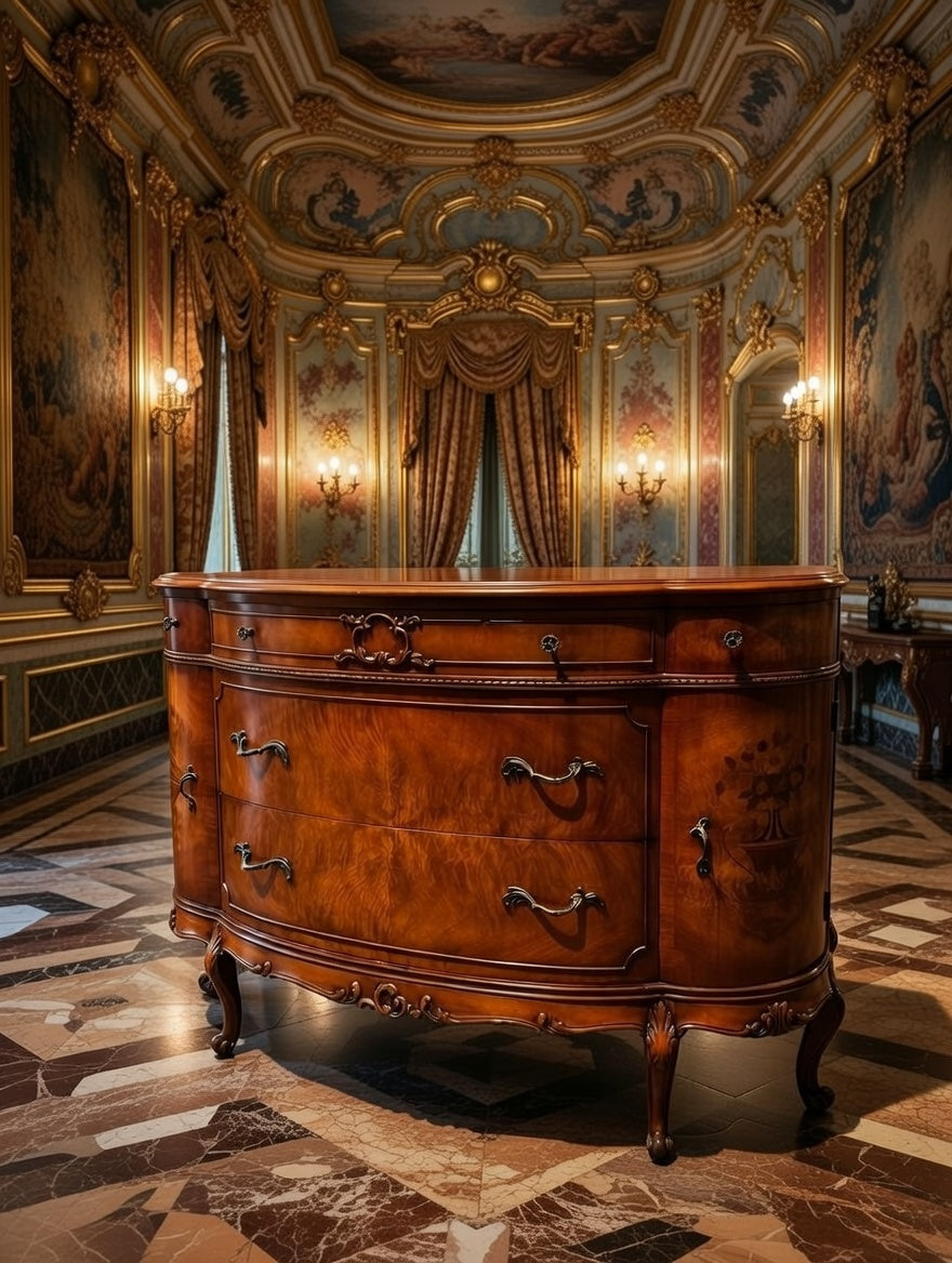 🌟 Finely Detailed Antique Flamingo Wood Buffet Cabinet / Dresser 🌟