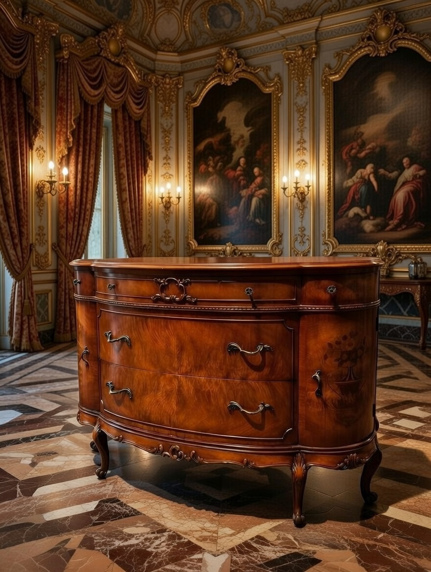 🌟 Finely Detailed Antique Flamingo Wood Buffet Cabinet / Dresser 🌟