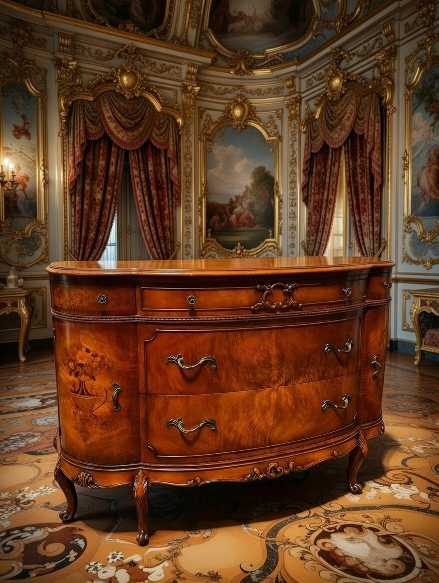 🌟 Finely Detailed Antique Flamingo Wood Buffet Cabinet / Dresser 🌟