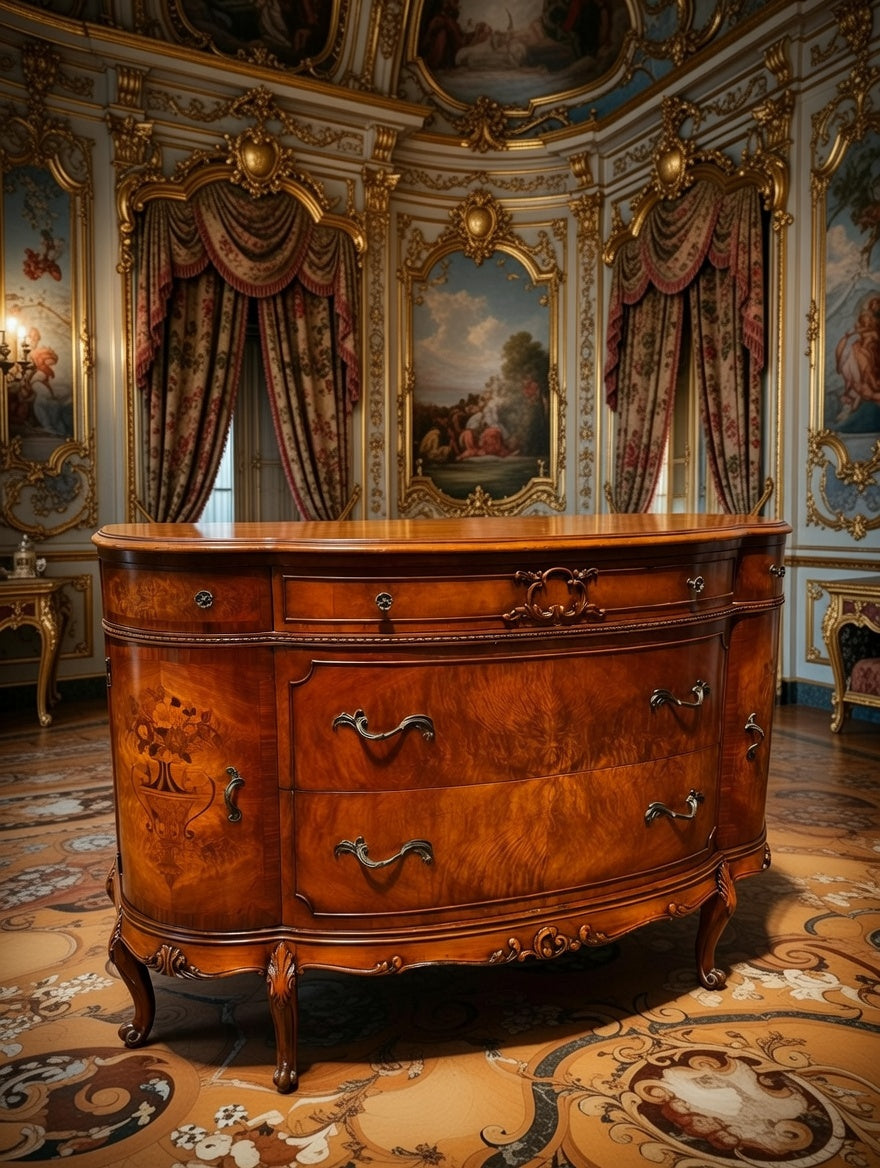 🌟 Finely Detailed Antique Flamingo Wood Buffet Cabinet / Dresser 🌟