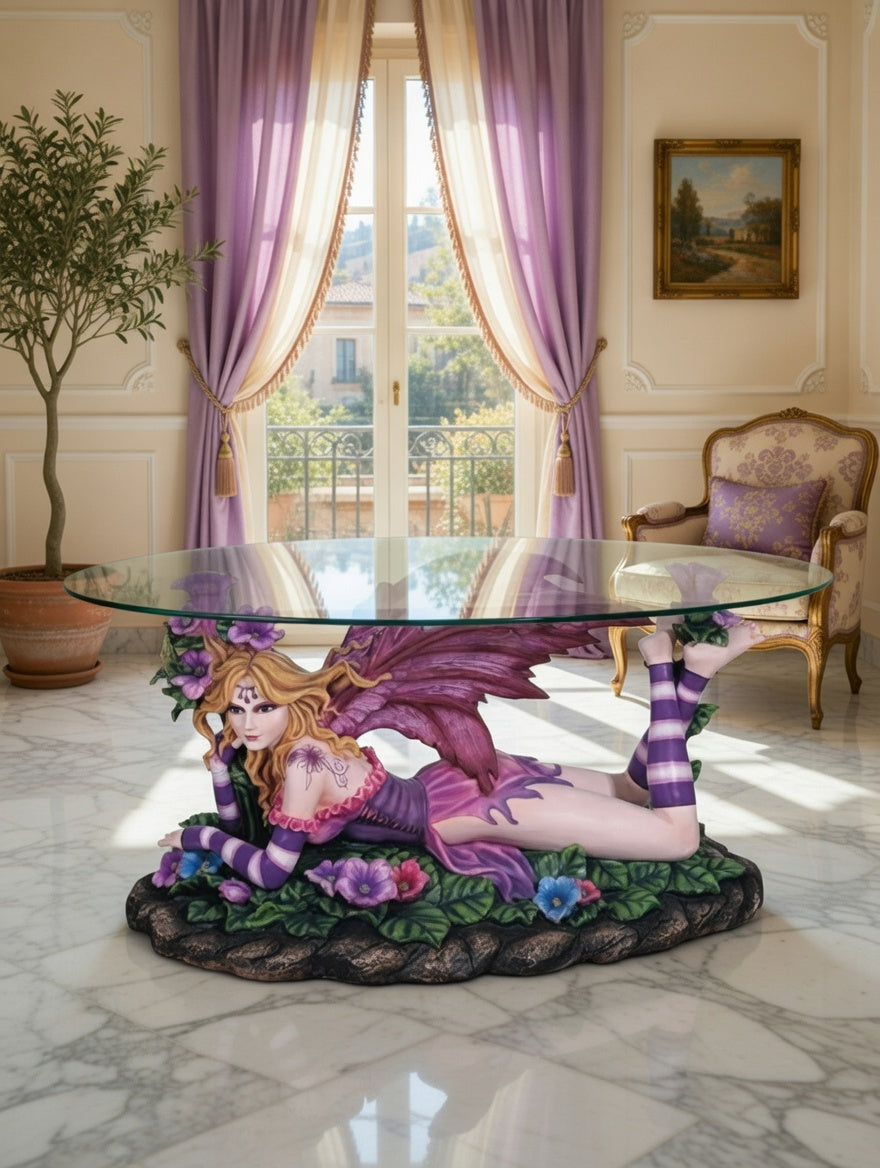 🧚♀️🧚‍♀️Mesa de Centro con Hada Escultural – Fantasía y Elegancia🧚♀️🧚‍♀️