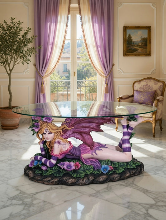 🧚♀️🧚‍♀️Mesa de Centro con Hada Escultural – Fantasía y Elegancia🧚♀️🧚‍♀️