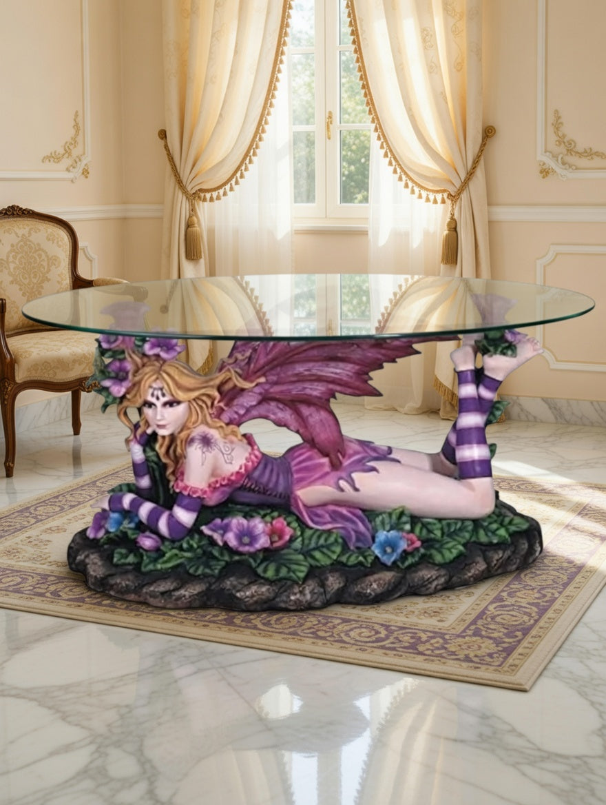 🧚♀️🧚‍♀️Mesa de Centro con Hada Escultural – Fantasía y Elegancia🧚♀️🧚‍♀️