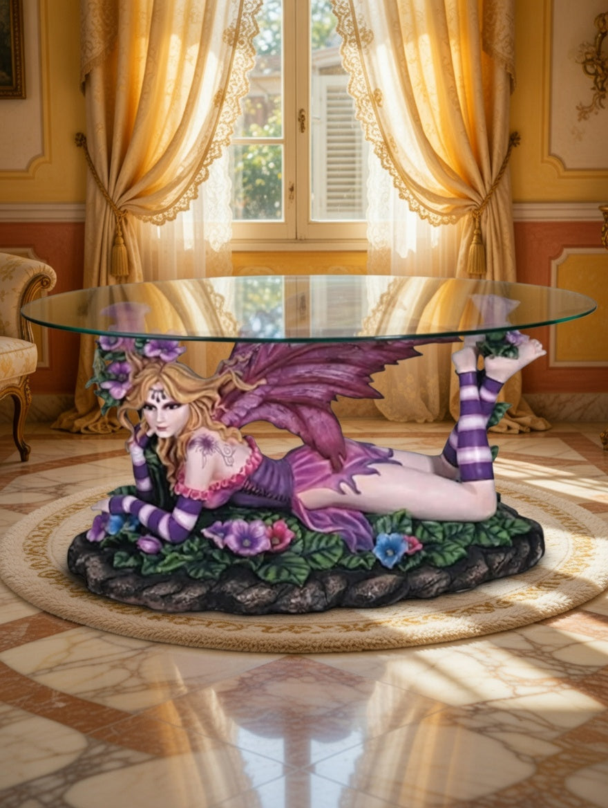 🧚♀️🧚‍♀️Mesa de Centro con Hada Escultural – Fantasía y Elegancia🧚♀️🧚‍♀️