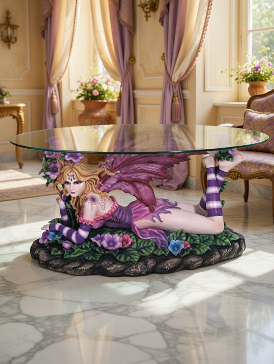 🧚♀️🧚‍♀️Mesa de Centro con Hada Escultural – Fantasía y Elegancia🧚♀️🧚‍♀️