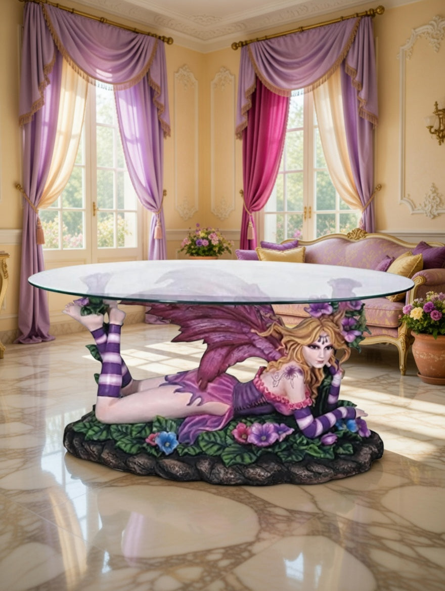 🧚♀️🧚‍♀️Mesa de Centro con Hada Escultural – Fantasía y Elegancia🧚♀️🧚‍♀️