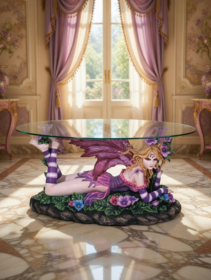 🧚♀️🧚‍♀️Mesa de Centro con Hada Escultural – Fantasía y Elegancia🧚♀️🧚‍♀️