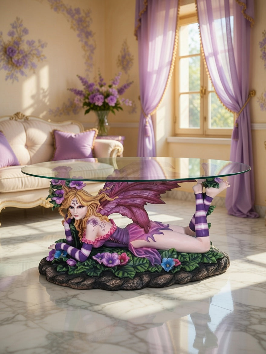 🧚♀️🧚‍♀️Mesa de Centro con Hada Escultural – Fantasía y Elegancia🧚♀️🧚‍♀️