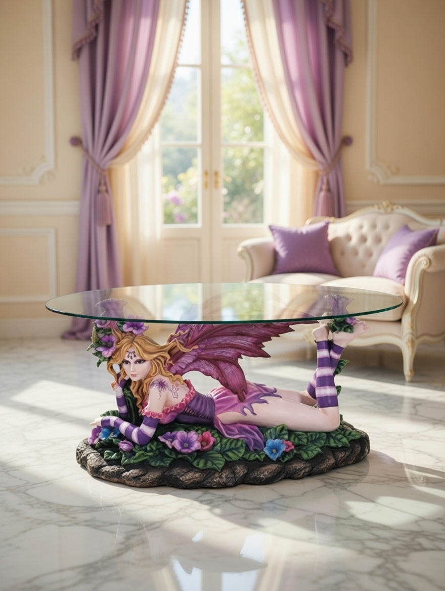 🧚♀️🧚‍♀️Mesa de Centro con Hada Escultural – Fantasía y Elegancia🧚♀️🧚‍♀️