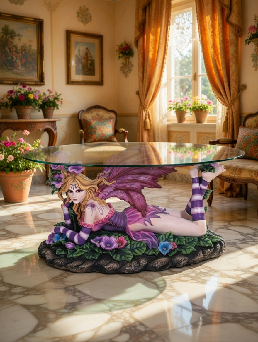 🧚♀️🧚‍♀️Mesa de Centro con Hada Escultural – Fantasía y Elegancia🧚♀️🧚‍♀️
