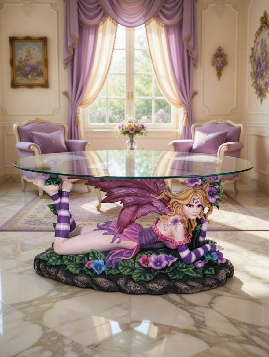 🧚♀️🧚‍♀️Mesa de Centro con Hada Escultural – Fantasía y Elegancia🧚♀️🧚‍♀️