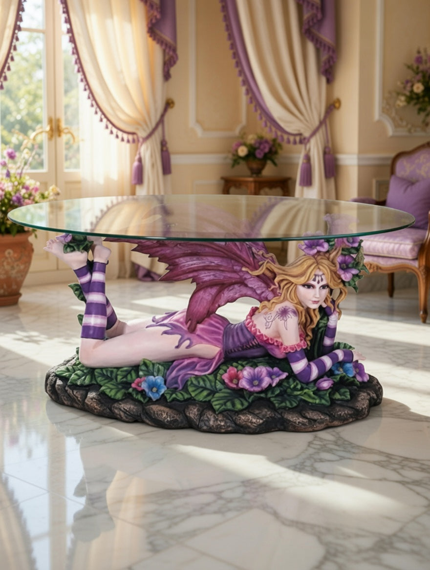🧚♀️🧚‍♀️Mesa de Centro con Hada Escultural – Fantasía y Elegancia🧚♀️🧚‍♀️