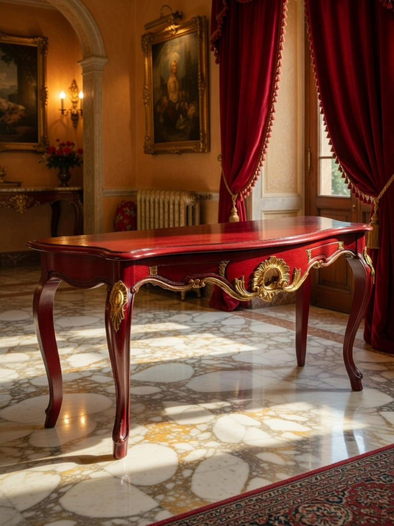 Louis XV Sideboard – Magenta with Gold Details🌿