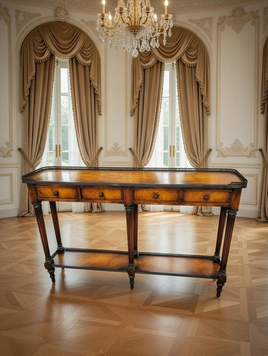 Credenza in wood with knotty oak and acacia veneer - Theodore Alexander Narrow Console Table🍀