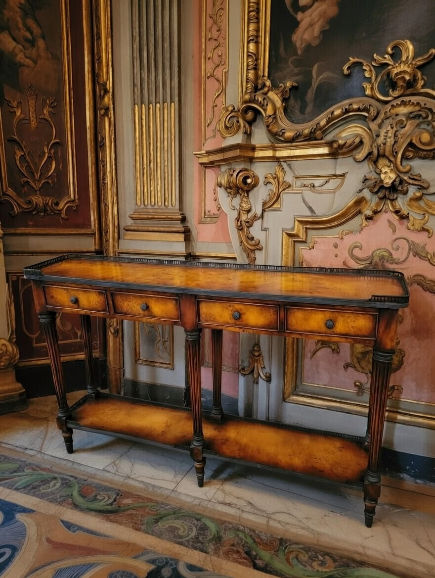 Credenza in wood with knotty oak and acacia veneer - Theodore Alexander Narrow Console Table🍀