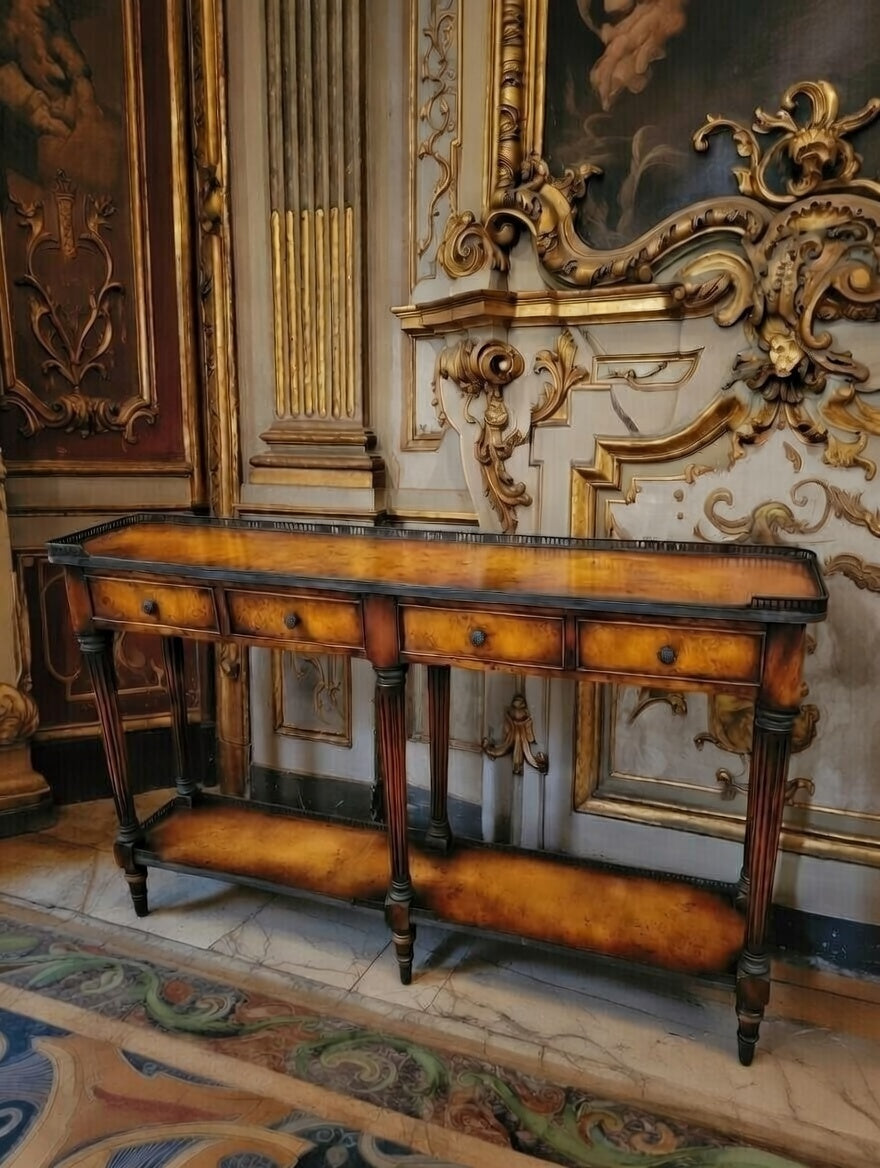 Credenza in wood with knotty oak and acacia veneer - Theodore Alexander Narrow Console Table🍀