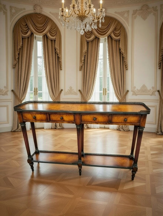 Credenza de madera con chapa de nudo y acacia - Theodore Alexander Narrow Console Table🍀