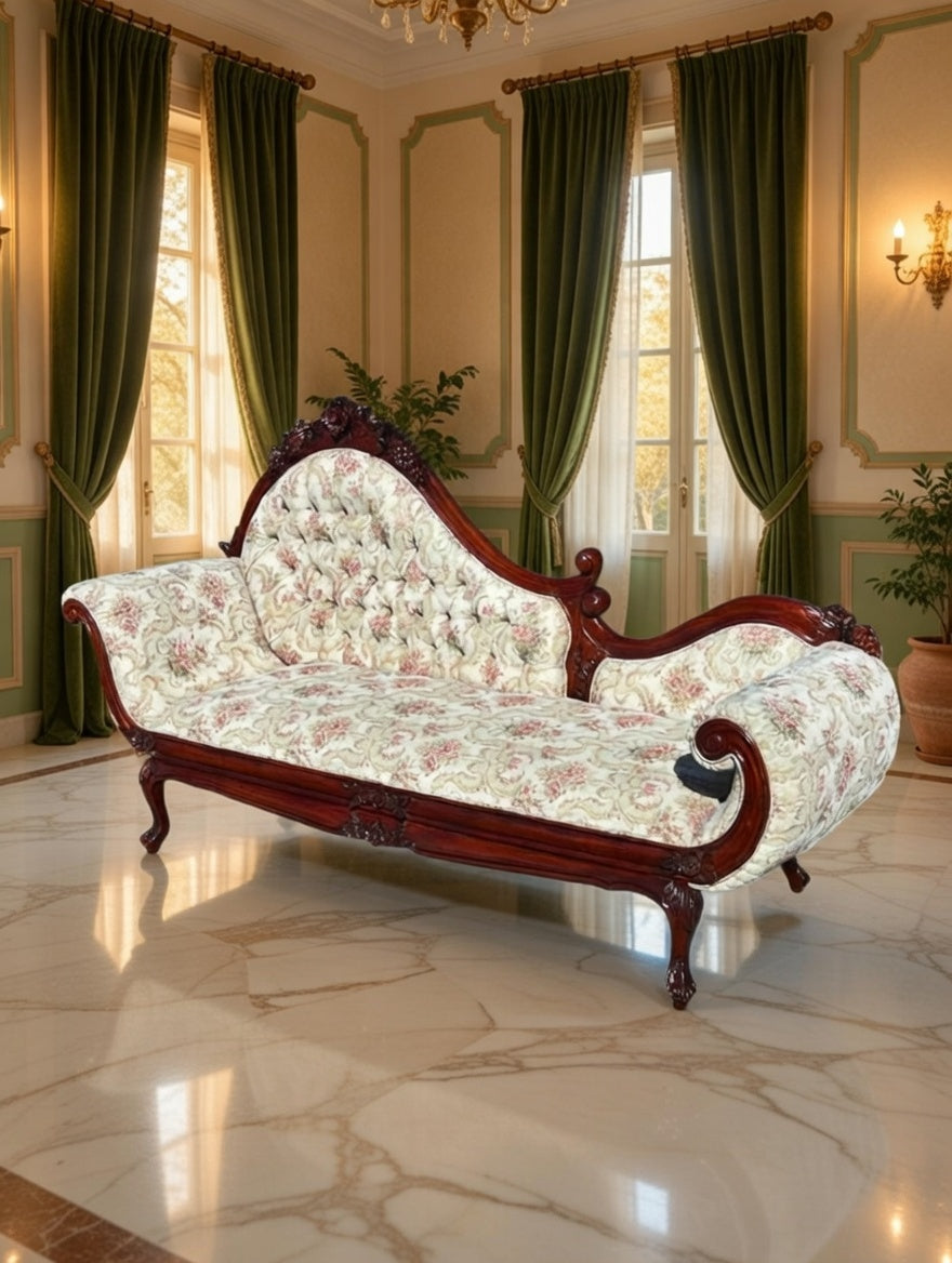 🍇🌿🏛️ Exquisito Diván Victoriano de Caoba Tallada 🍇🌿🏛️