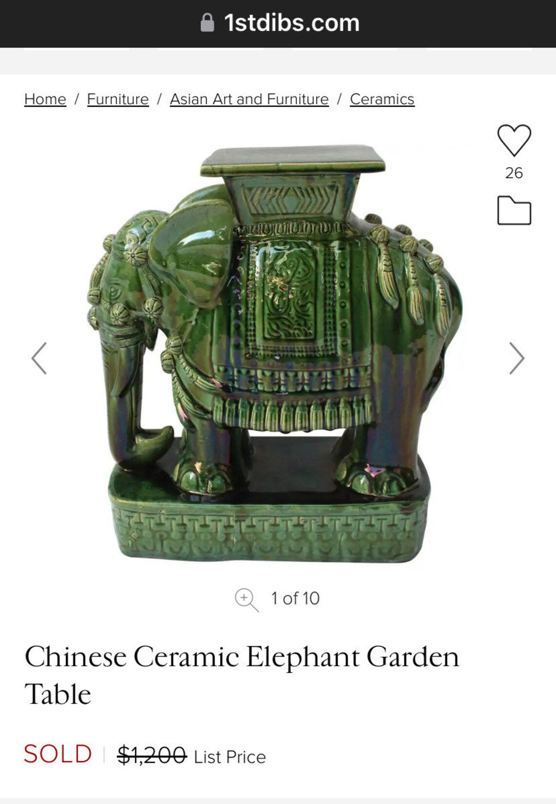 💚🐘💚Elefantes Cerámicos Vintage - Asiento o Mesa Auxiliar en Estilo Boho Majolica Verde💚🐘💚