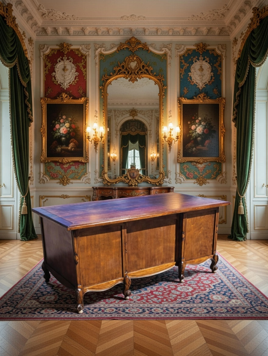 Classic Carved Wood Desk – Timeless Elegance 🪶🕊️