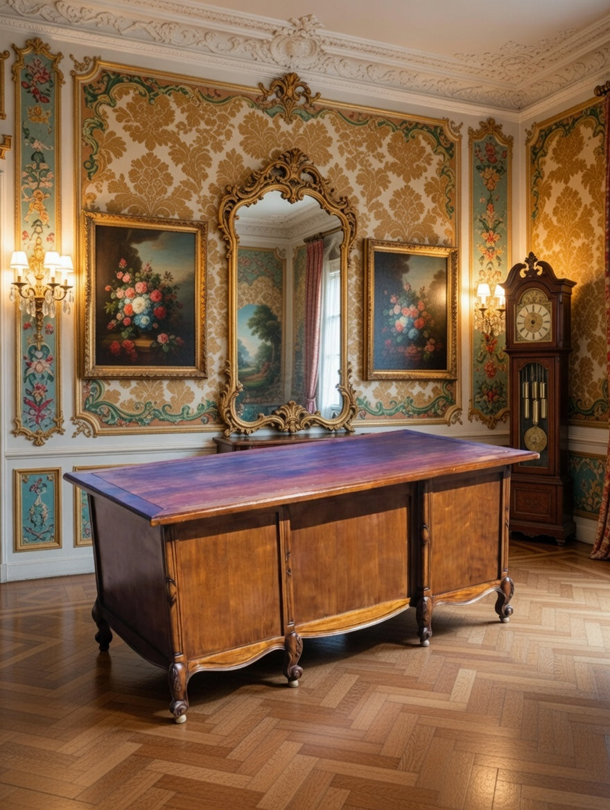 Classic Carved Wood Desk – Timeless Elegance 🪶🕊️