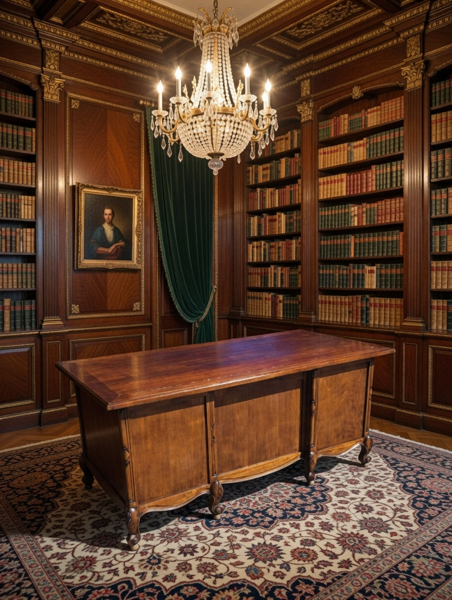 Classic Carved Wood Desk – Timeless Elegance 🪶🕊️