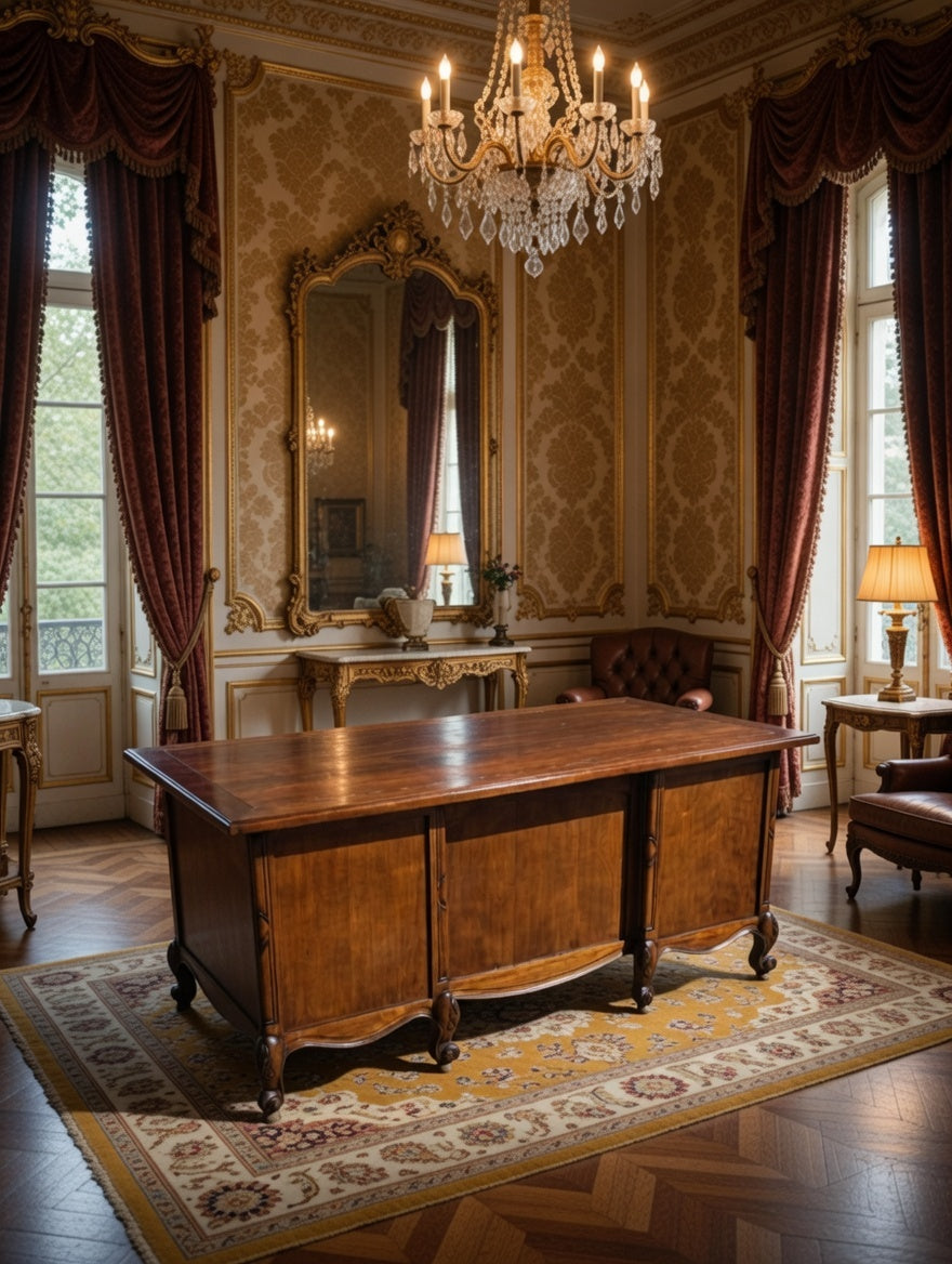 Classic Carved Wood Desk – Timeless Elegance 🪶🕊️