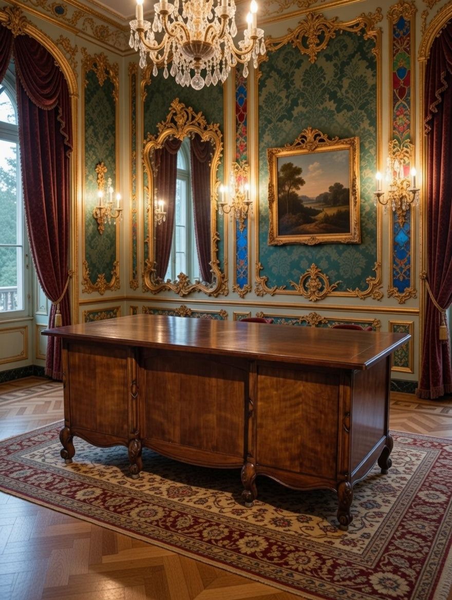 Classic Carved Wood Desk – Timeless Elegance 🪶🕊️
