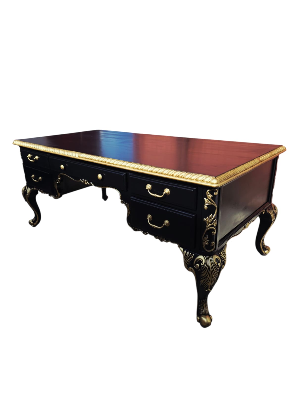 Escritorio Ejecutivo Clasico Color Negro Y Detalles En Color Oro ⚜️🏛️🌿