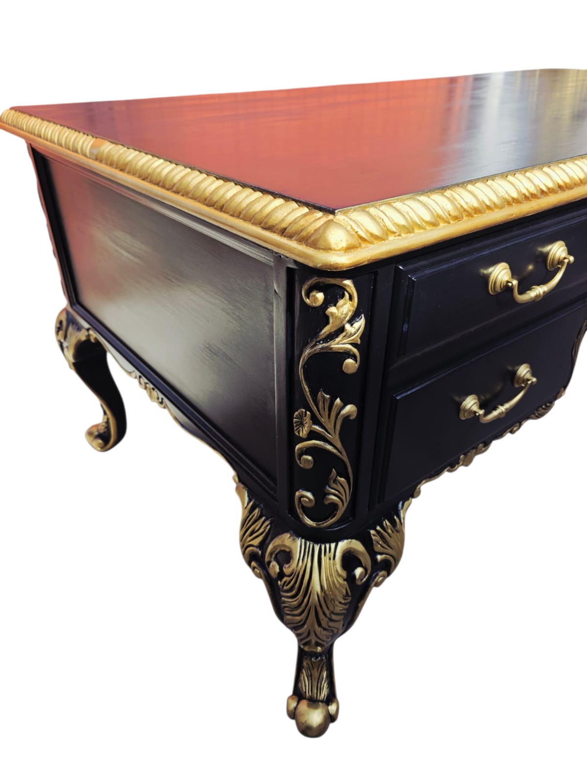 Escritorio Ejecutivo Clasico Color Negro Y Detalles En Color Oro ⚜️🏛️🌿