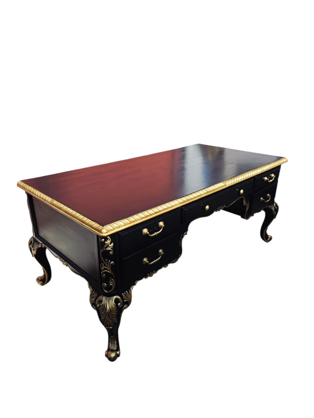 Escritorio Ejecutivo Clasico Color Negro Y Detalles En Color Oro ⚜️🏛️🌿