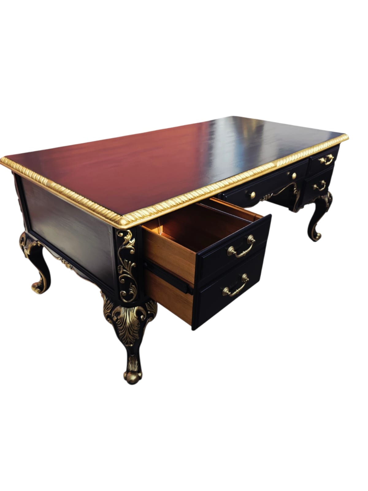 Escritorio Ejecutivo Clasico Color Negro Y Detalles En Color Oro ⚜️🏛️🌿