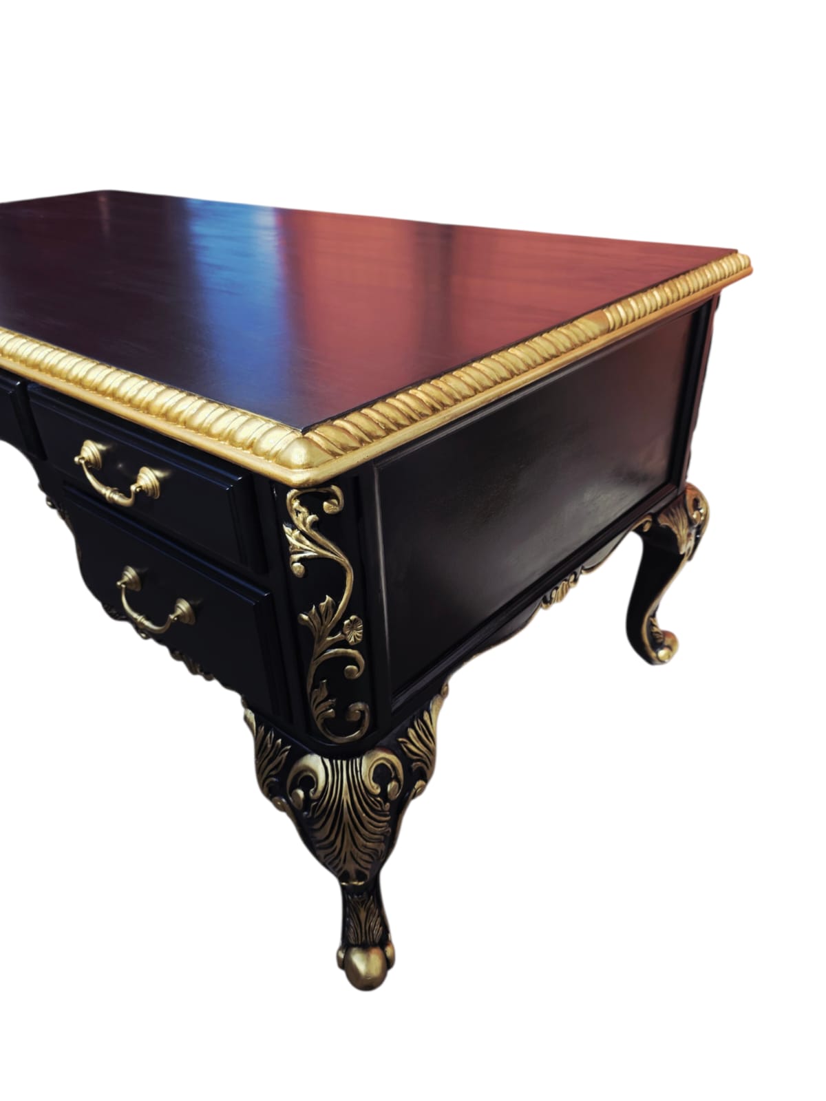 Escritorio Ejecutivo Clasico Color Negro Y Detalles En Color Oro ⚜️🏛️🌿