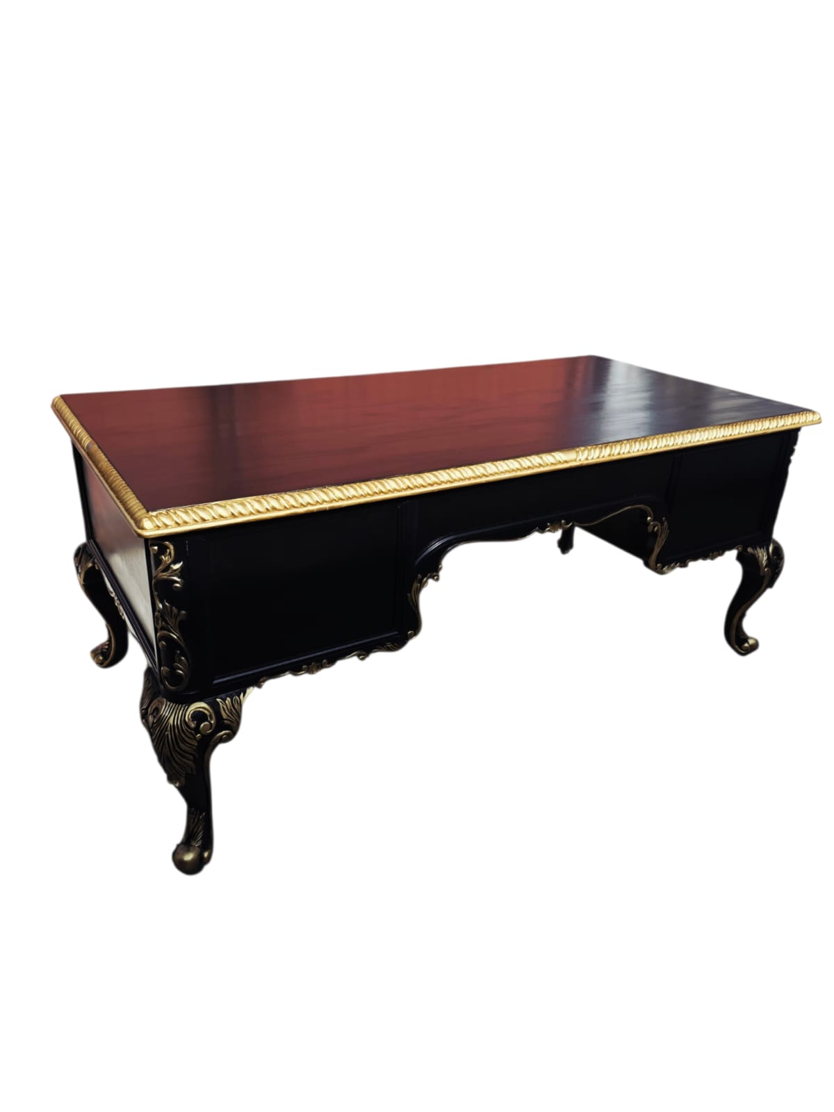 Escritorio Ejecutivo Clasico Color Negro Y Detalles En Color Oro ⚜️🏛️🌿