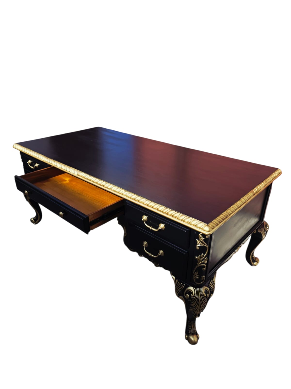Escritorio Ejecutivo Clasico Color Negro Y Detalles En Color Oro ⚜️🏛️🌿