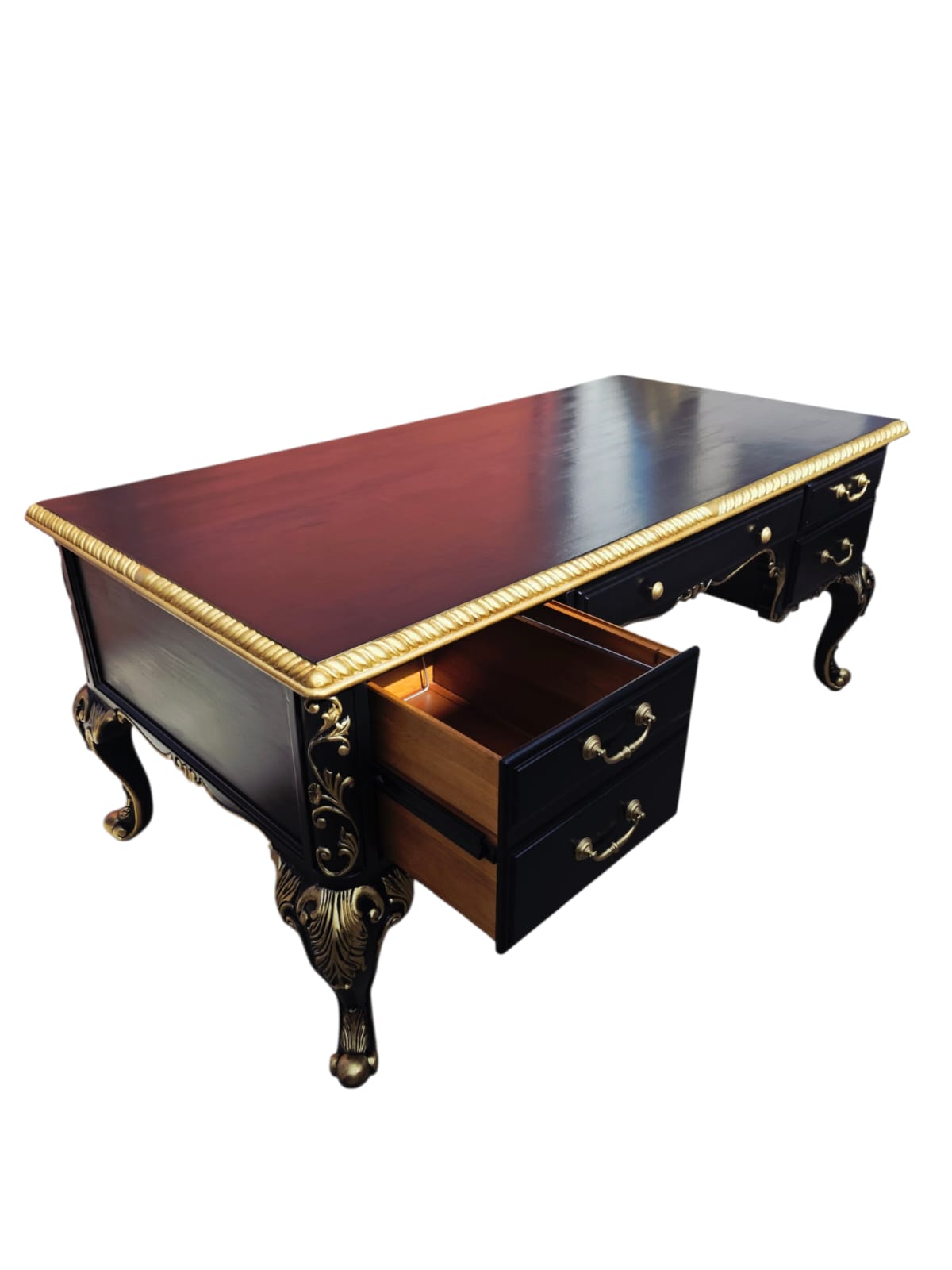 Escritorio Ejecutivo Clasico Color Negro Y Detalles En Color Oro ⚜️🏛️🌿
