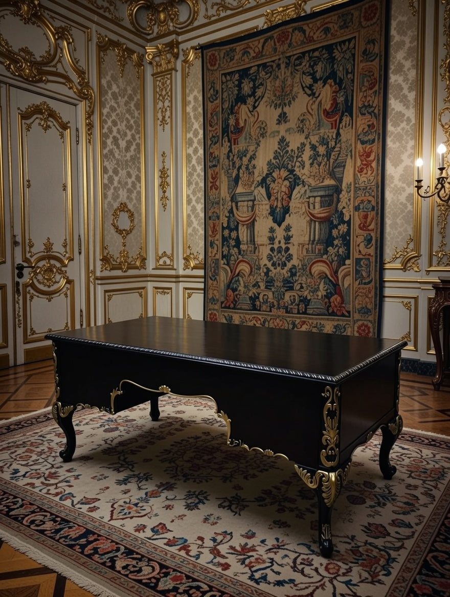 Classic Executive Desk in Black with Gold Accents ⚜️🏛️🌿