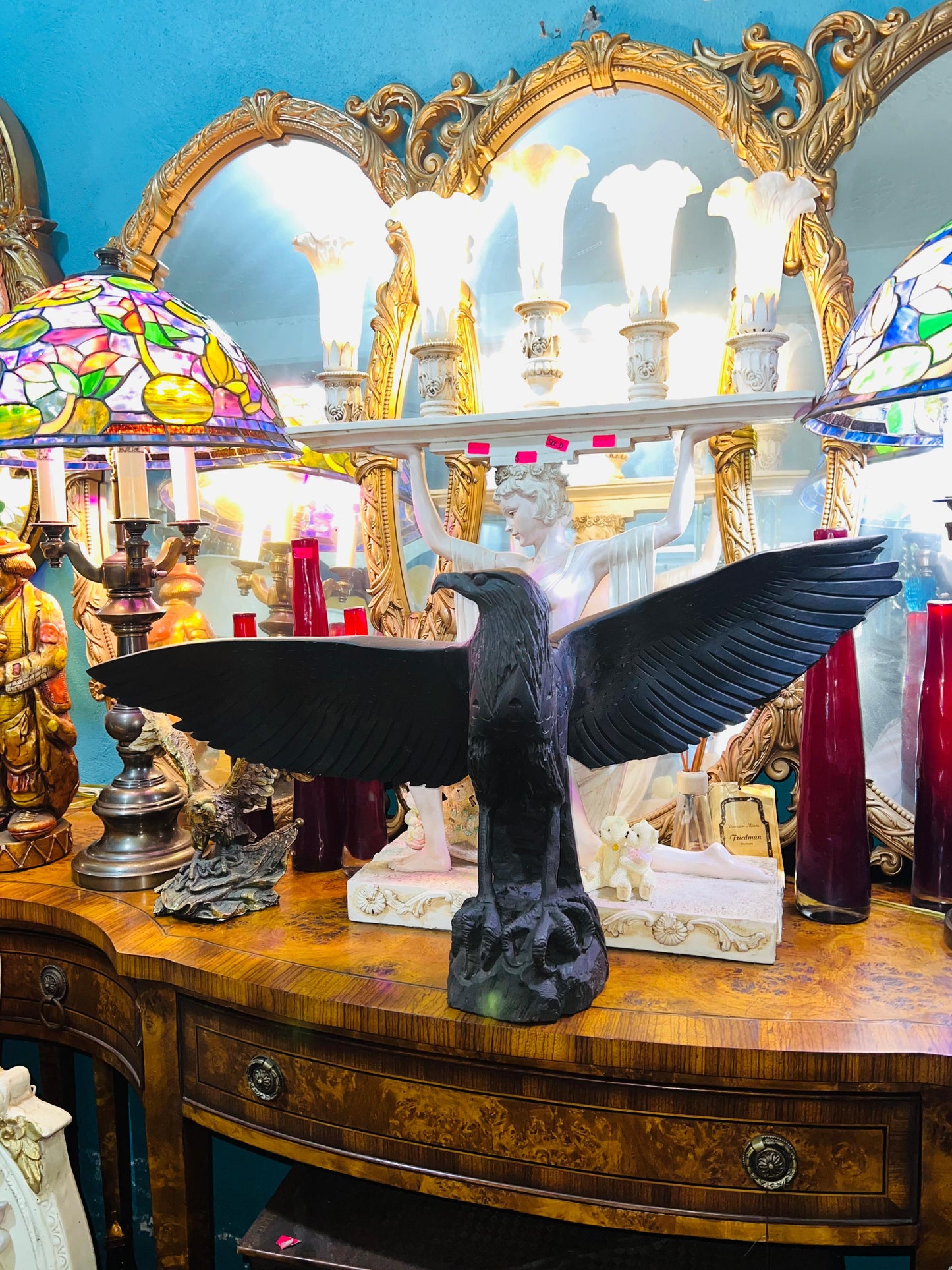 🦅 Bronze Sculpture of an Eagle in Flight with a Globe for Sale 🦅