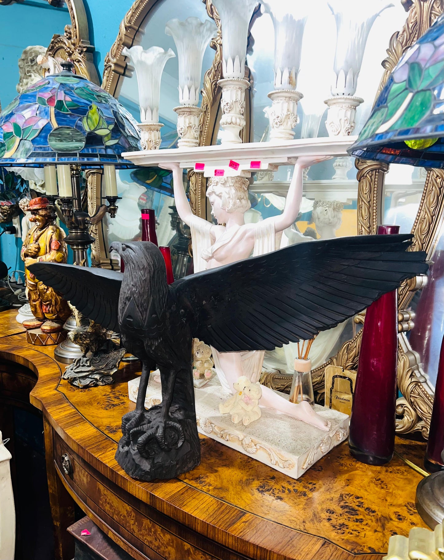 🦅 Bronze Sculpture of an Eagle in Flight with a Globe for Sale 🦅