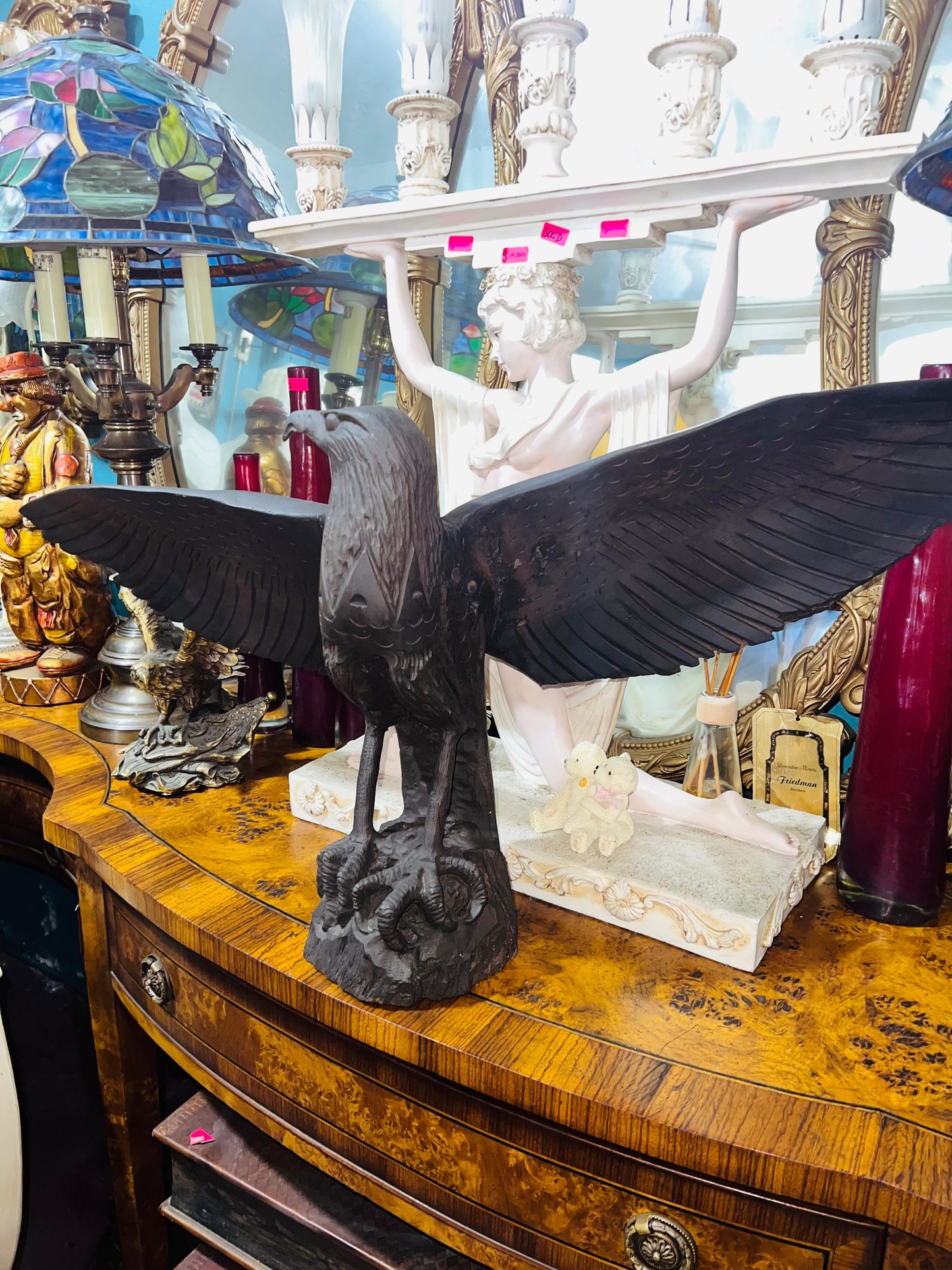🦅 Bronze Sculpture of an Eagle in Flight with a Globe for Sale 🦅