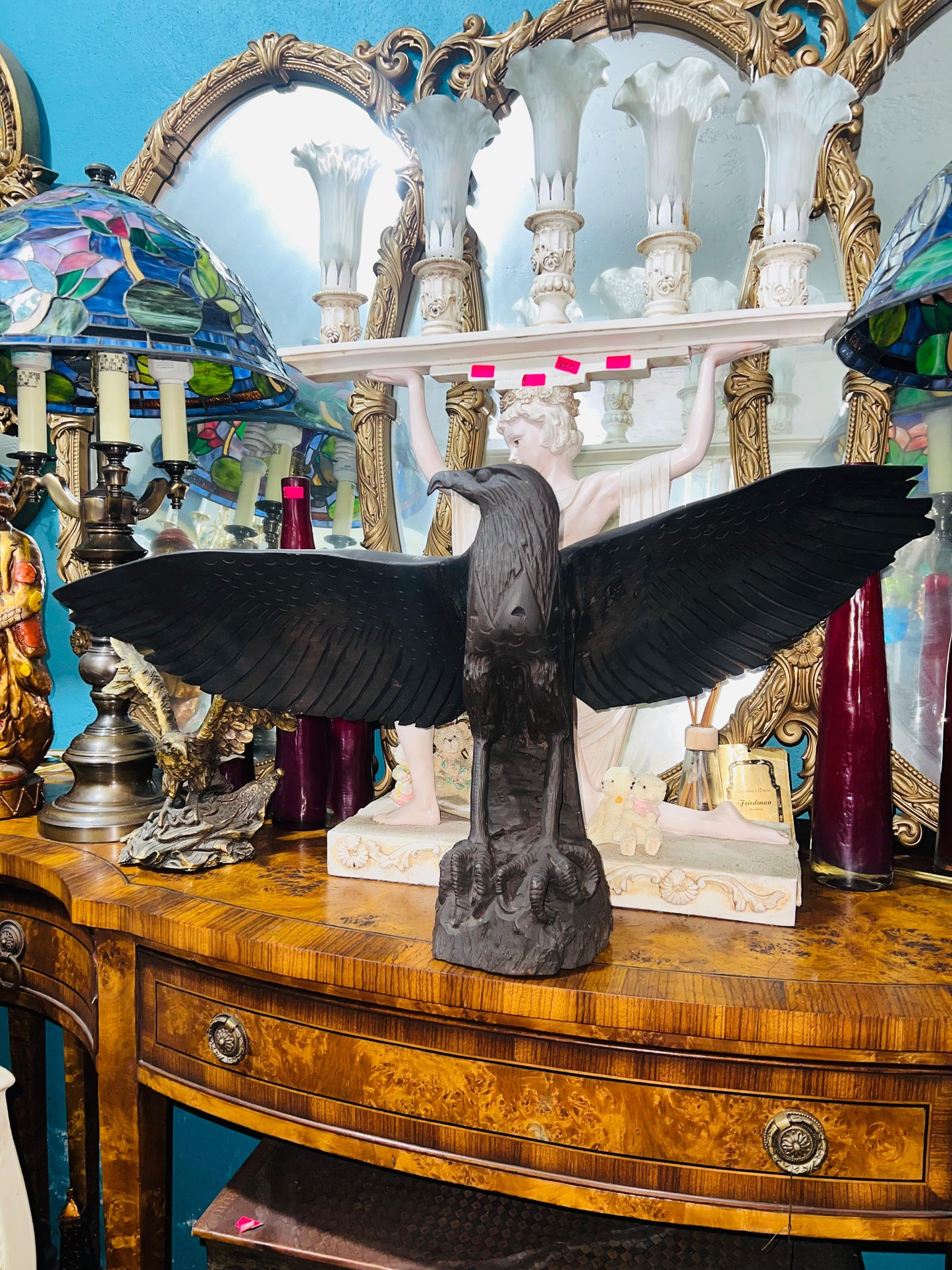 🦅 Bronze Sculpture of an Eagle in Flight with a Globe for Sale 🦅