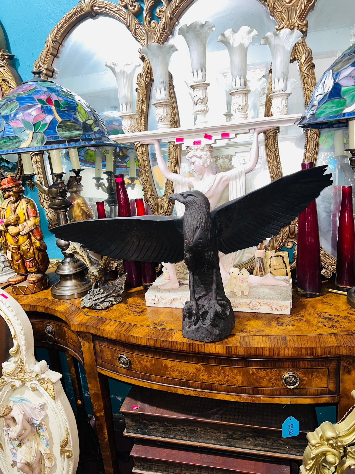 🦅 Bronze Sculpture of an Eagle in Flight with a Globe for Sale 🦅