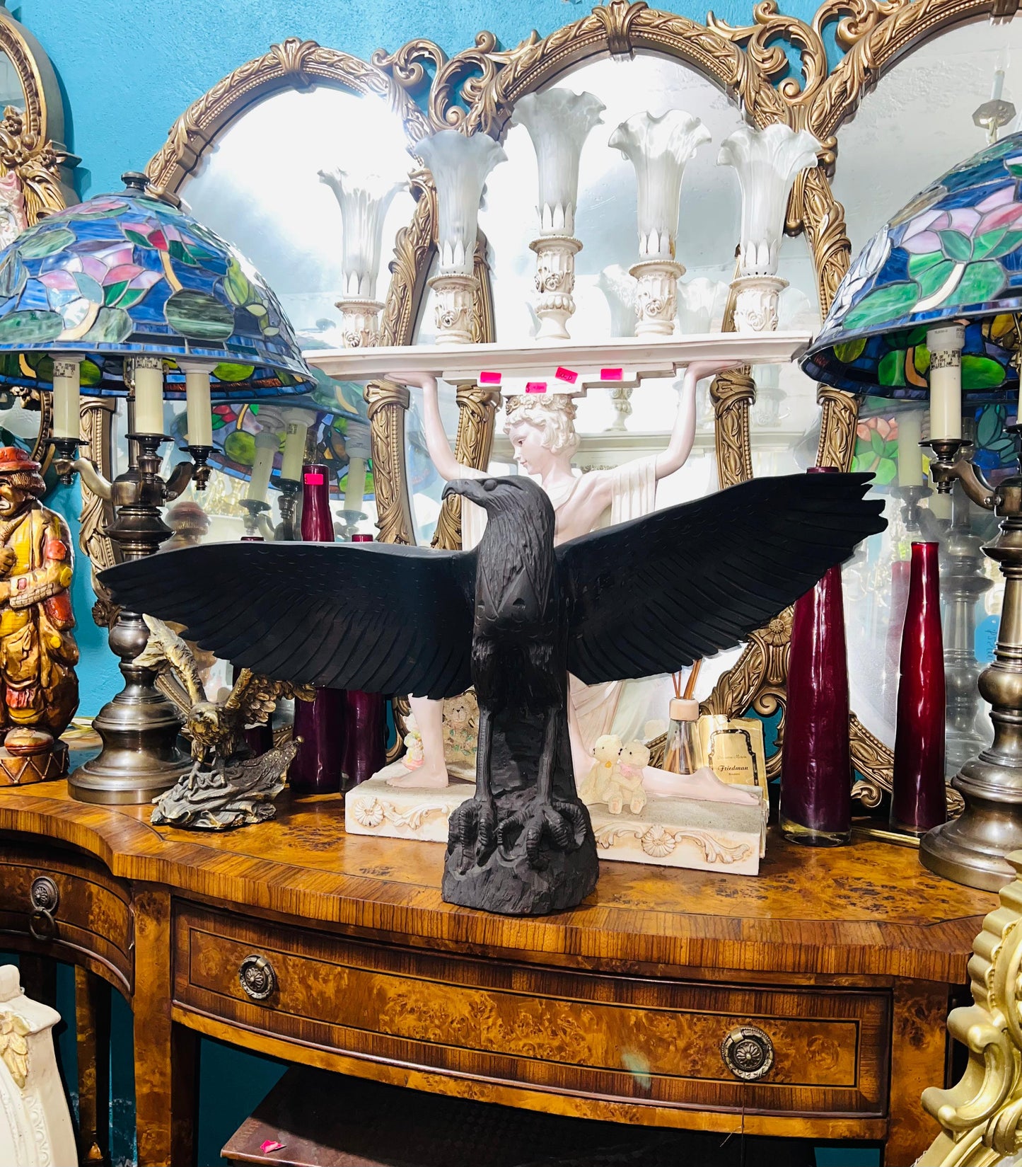 🦅 Bronze Sculpture of an Eagle in Flight with a Globe for Sale 🦅